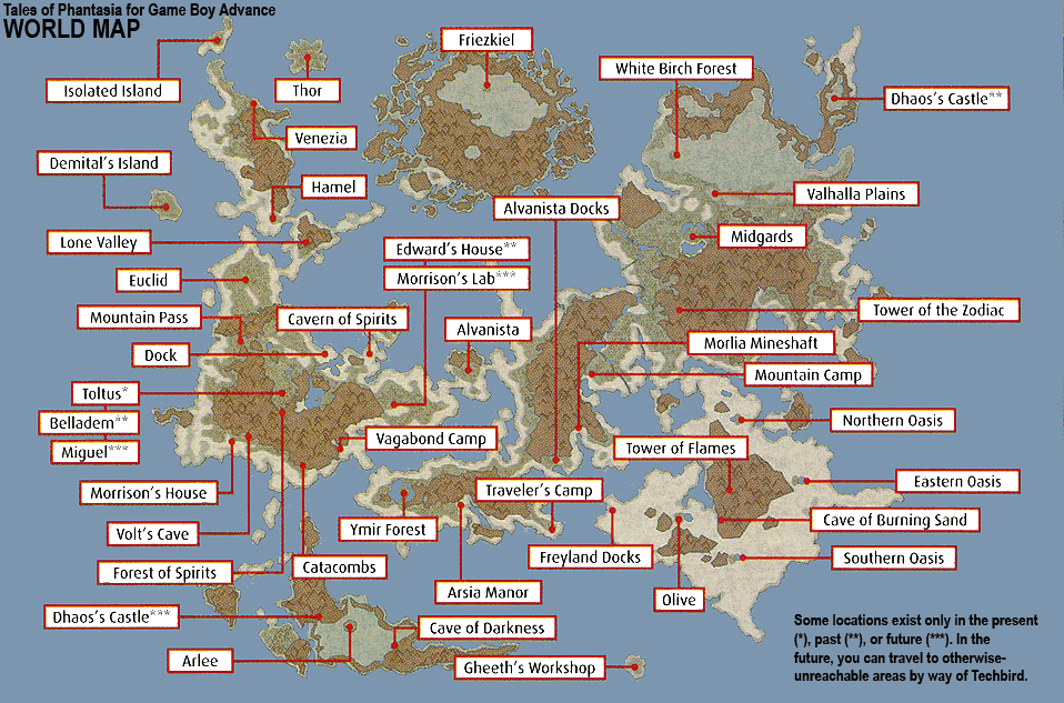 Tales Of Phantasia: World Map for GBA (Official US version) .
